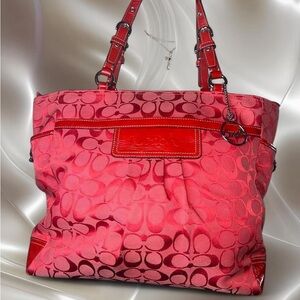 Coach red Signature Tote Bag